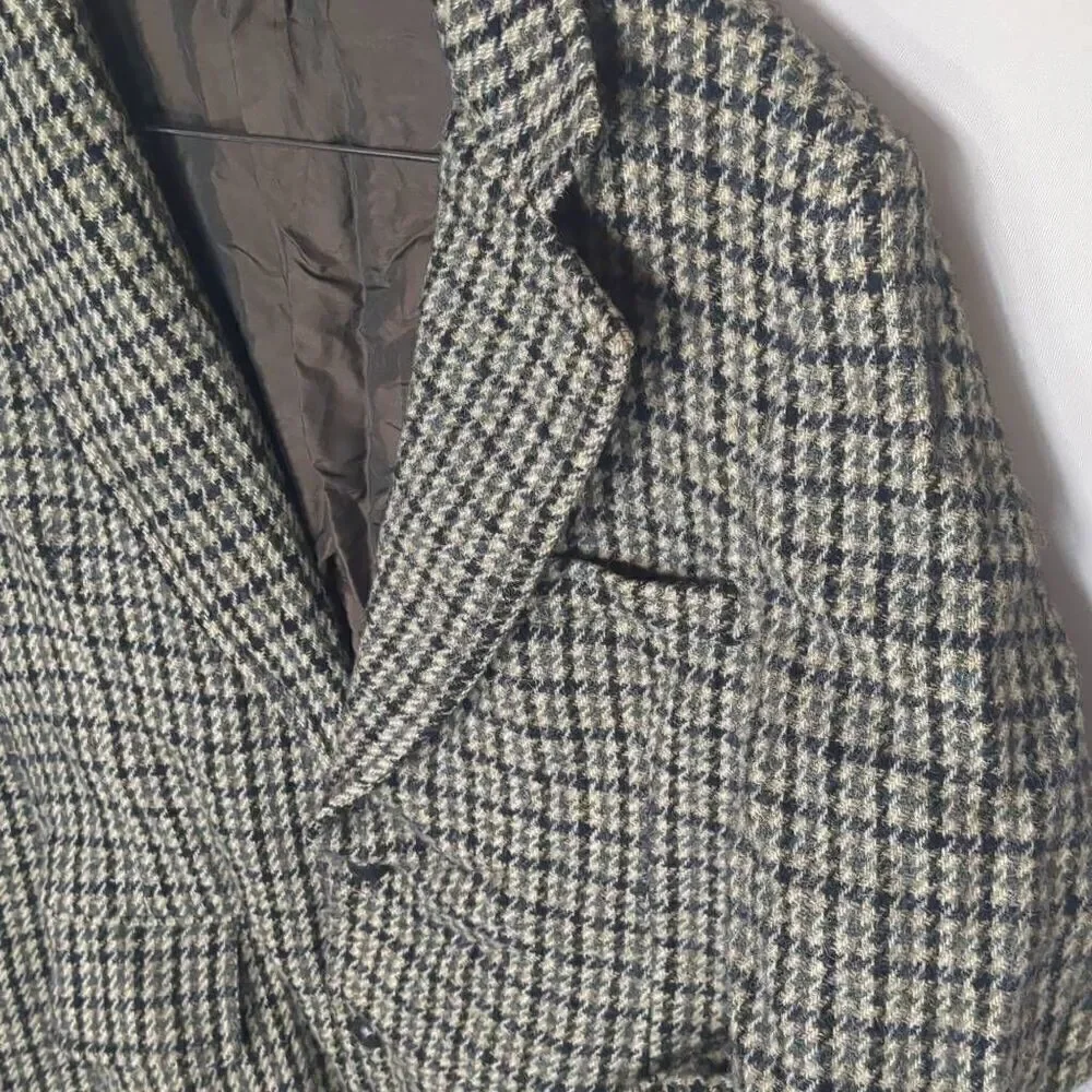 Vintage Scottish Harris Tweed 100% Wool Macy's Blazer Suit Green Brown Plaid Jac